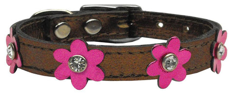 Flower Leather Bronze w- Mtl Pink Flowers 14