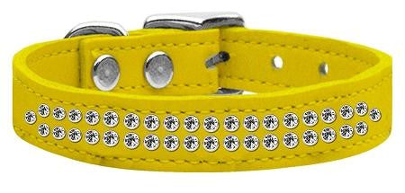 Two Row Clear Jeweled Leather Yellow 16