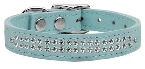 Two Row Clear Jeweled Leather Baby Blue 20