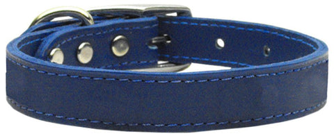 Plain Leather Collars Blue 18