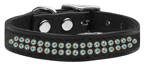 Two Row AB Jeweled Leather Black 18