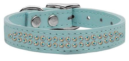 Two Row AB Jeweled Leather Baby Blue 20