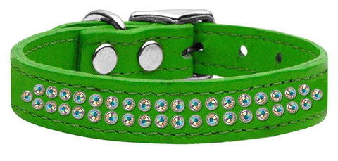 Two Row AB Jeweled Leather Emerald Green 20