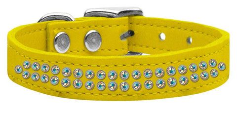 Two Row AB Jeweled Leather Yellow 20