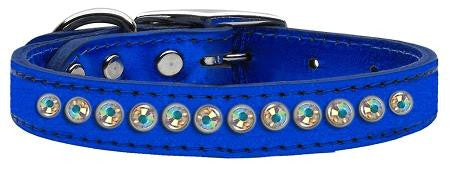 One Row AB Crystal Metallic Leather Blue 14