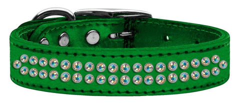Two Row AB Crystal Metallic Leather Emerald Green 18