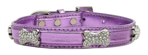 Metallic Crystal Bone Collars Purple Large