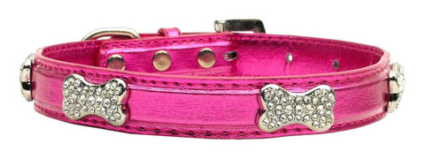 Metallic Crystal Bone Collars Pink Extra Small