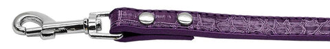 Faux Croc Crystal Bone Collars Purple Half Inch Wide Leash